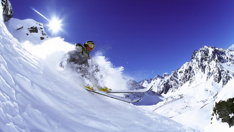 Skiing Portillo, Andes Mountains, Chile