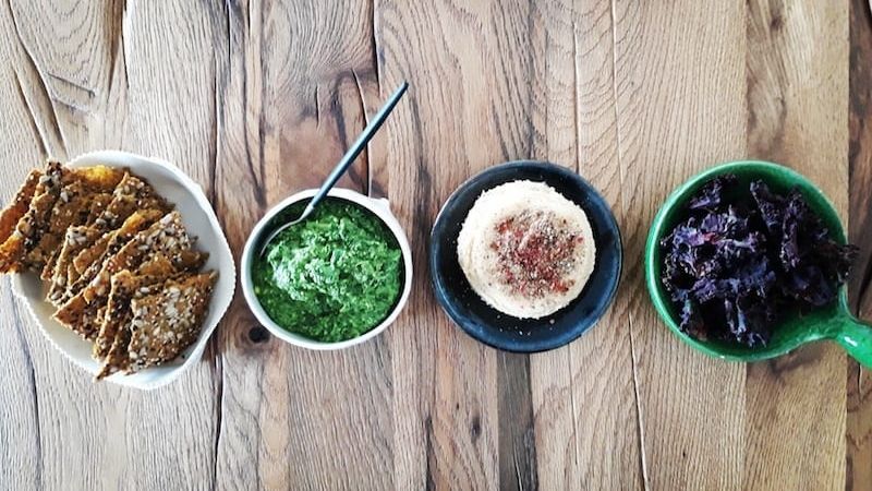 Table with raw plant-based foods